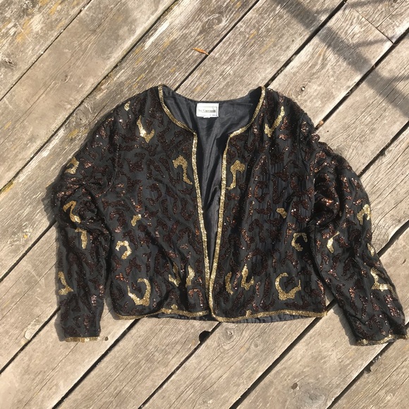 Vintage Giovanni Silk Beaded Blazer, Large - Picture 2 of 9